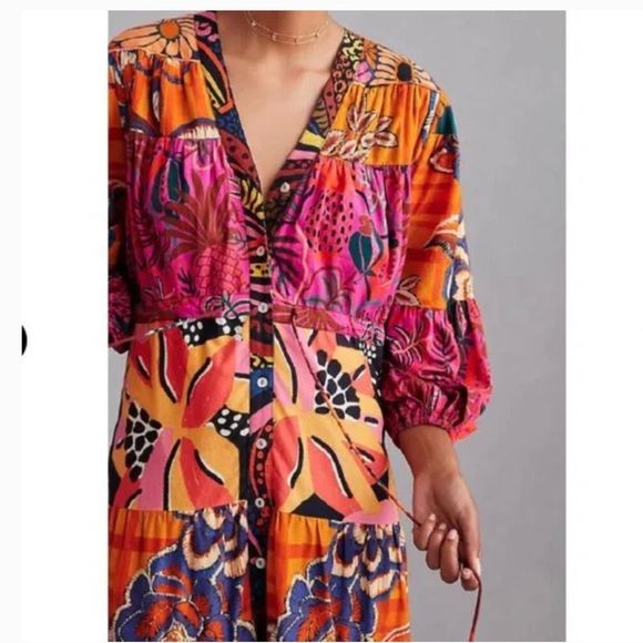 Anthropologie X Farm Rio Button-Front Maxi Dress size 2X - Picture 3 of 16